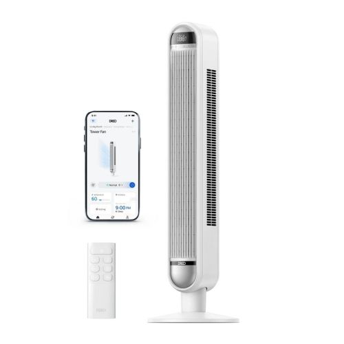 Dreo 42" Cruiser Pro T1 Oscillating Bladeless Remote Tower Fan White: Electric Standing Fan for Room, 6 Speeds, ETL Listed
