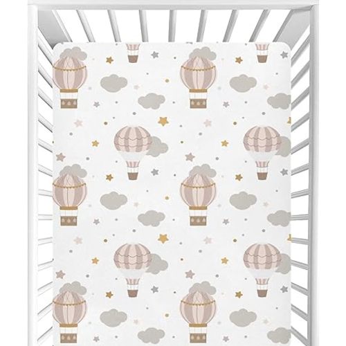 CaTaKu Baby Crib Sheets Hot Air Balloon Clouds Mini Crib Sheets Fitted for Girls Boys,Neutral Soft Toddler Mattress Bed Sheets for Crib,27"x 39"