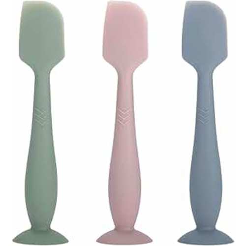 3 Pack Baby Diaper Cream Spatula Applicator, Soft Silicone Butt paste Spatula Diaper Cream Brush with Suction Cup Base (Cyan, Pink, Green)
