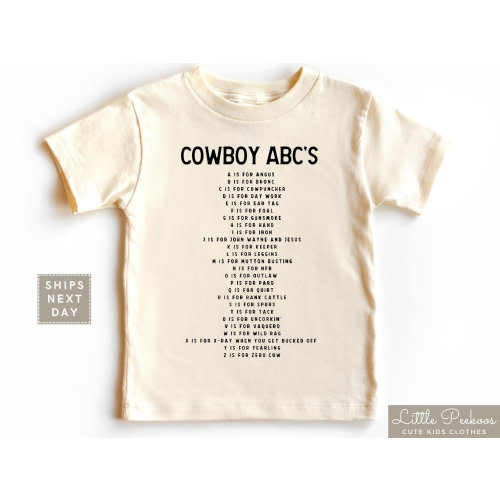 Cowboy ABC's Toddler Shirt - Western Natural Baby Onesie® - Cute Back To School Kids T-shirt - Kids Alphabet Tee - Cowboy Baby Shower Gift