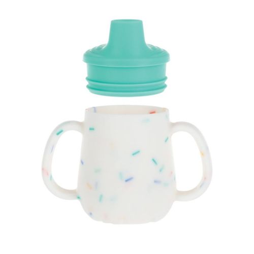 Nuby 2oz 2 Handle Silicone Sippy Cup With Spout Lid - Confetti Neutral