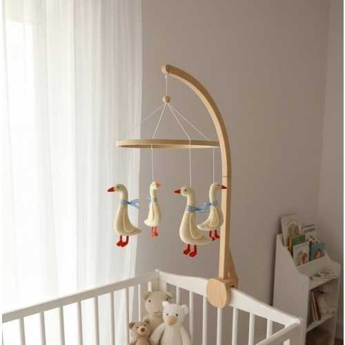 Duck Nursery - Handmade Goose Baby Mobile - Scandinavian Nursery Decor - Neutral Crib Mobile - Felt Animals - Baby Shower Gift