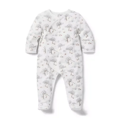 Newborn Jet Ivory Woodland Toile Baby Woodland Toile Wrap Footed One-Pice by Janie and Jack