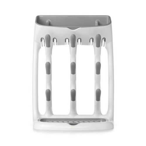 OXO Tot Baby Bottle Countertop Drying Rack with Lid, Space Saving Design, Gray