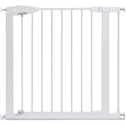 Munchkin® Easy Close Pressure Mounted Baby Gate for Stairs, Hallways and Doors, Walk Through with Door, Metal, White, 35x29.5 Inch (Pack of 1)