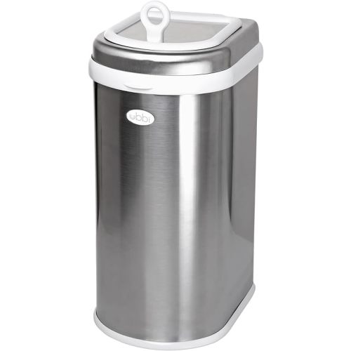 Ubbi Pet Waste Pail, Cat Litter Disposal System, Odor Locking, Chrome
