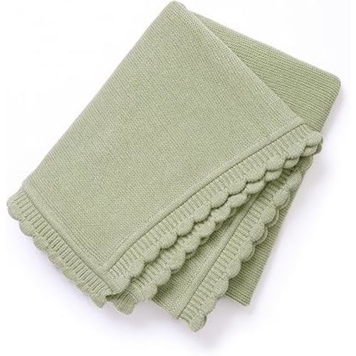 Loyfoky Baby Blanket Cozy Warm Newborn Swaddle Receiving Knit Blanket Soft Stretchable for Boys Girls 40x30 Inch Sage Green