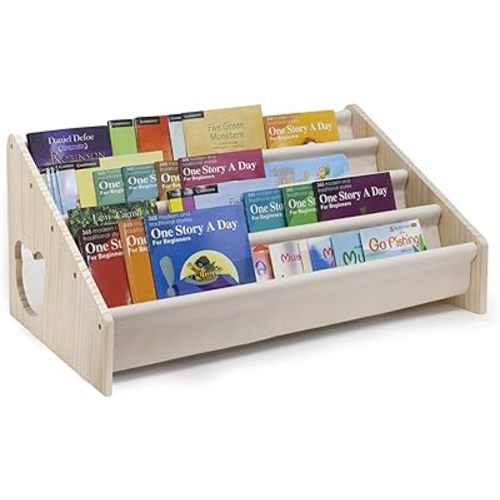 Nursery Bookshelf 4 Tier Wooden - Montessori Book Shelf for Kids Rooms, Kids Book Shelves for Toddler Play Room Decor