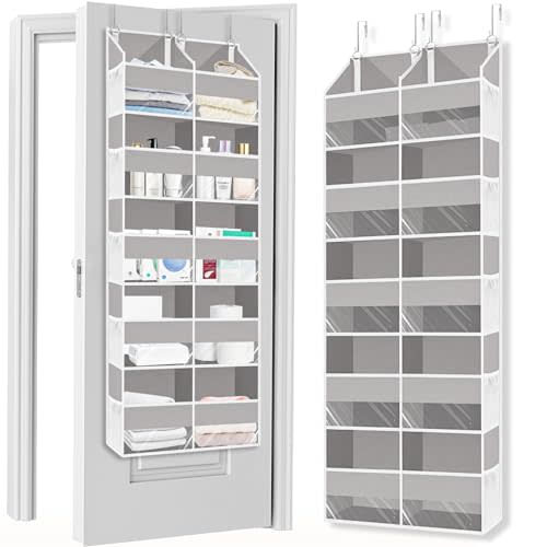 Over The Door Organizer 5 Tiers, Extra Large Behind Door Storage of 10 Compartments, 50 lbs Weight Capacity Over The Door Storage, Door Hanging Organizer for Closet, Diaper Organizer,Light Gray