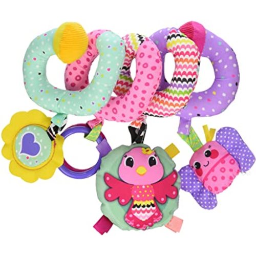 Infantino Stretch & Spiral Activity Toy - Textured Play Activity Toy for Sensory Exploration and Engagement, Ages 0 and Up, Pink Farm, 1 Count (Pack of 1)