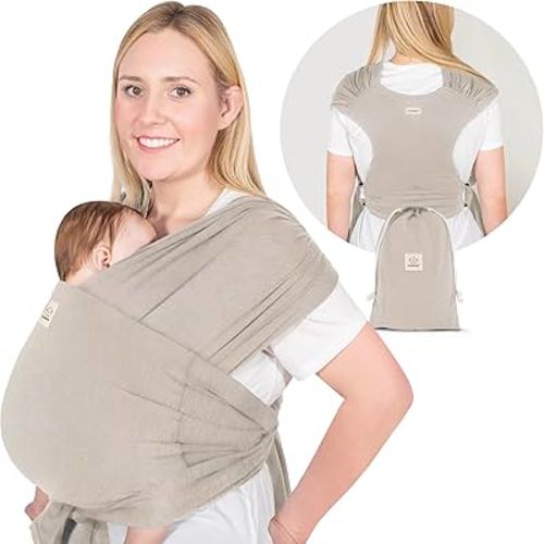 KeaBabies Baby Wrap Carrier Ring Sling - Easy to Wear, Adjustable D-Lite Baby Carrier Newborn to Toddler, Infant Carrying Shirt, Hands Free Bonding, Breathable Fabric Wearing Wrap (Stone Gray)