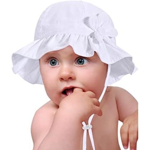 Baby Girl Wide Brim Bucket Hats with UPF 50+ Outdoor Adjustable Beach Hat with Sun Hat