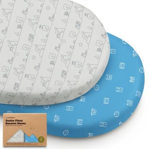 KeaBabies Organic Bassinet Sheet for Baby Girls, Boys, 2-Pack Soothe Bassinet Fitted Sheets, Bedside Bassinet Mattress Sheet (KeaSafari)