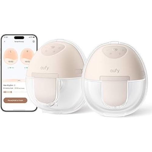 eufy Wearable Breast Pump E10, Hands-Free Electric Breast Pump with App Control, Personalized Smart Rhythm, Hospital Grade Suction for More Milk, Portable, Leak-Proof & Ultra-Quiet