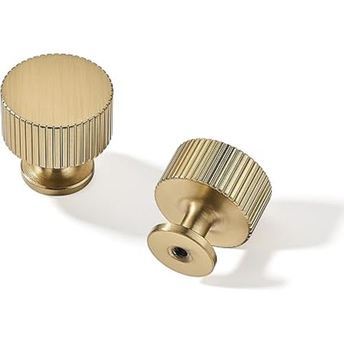 khtumeware 10 Pack 1.1 Inch Champagne Bronze Cabinet Knobs Champagne Brass Dresser Round Knobs Drawer Gold Knobs Cabinet Hardware Satin Brass Knobs for Dresser Drawers