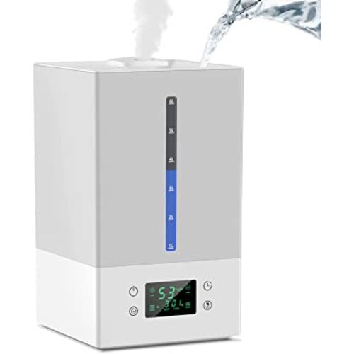 6L Humidifiers for Bedroom Large Room, Cool Mist Humidifiers for Baby Nursery Plants with Essential Oils Diffuser, 360°Rotatable Double Spray Outlet Nozzle, Auto-Shut Off,Sleep Mode