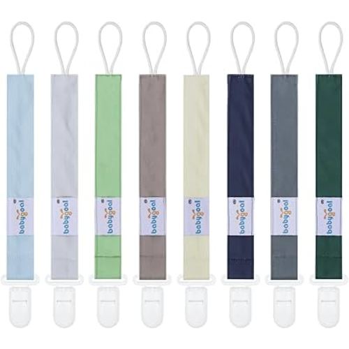 Babygoal Pacifier Clips 8 Pack, Pacifier Holder Clips for Baby Boys and Girls Fits for Most Pacifier, Binkie Styles & Baby Teethers & Toys and Gift-Neutral Color 8PS41