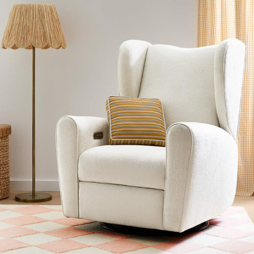 Seesaw Cream Electronic Swivel Glider Power Recliner Nursery Chair