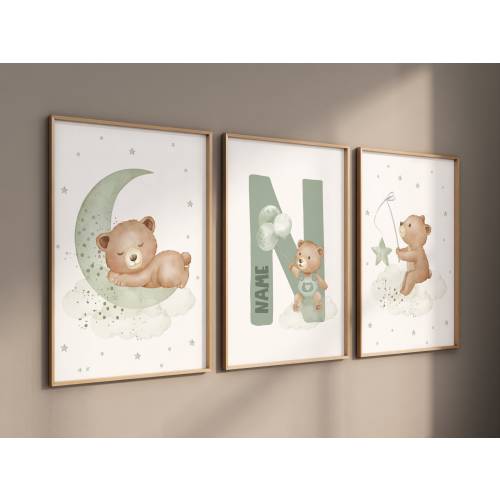 Nursery decor bear, nursery decor boy, sage green nursery, sage nursery, bear nursery print, teddy bear decor, nursery wall art, boy nursery
