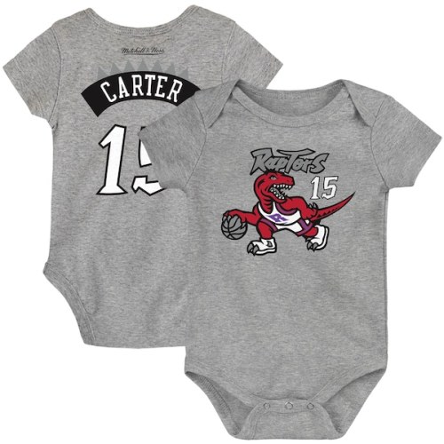 Infant Toronto Raptors Vince Carter Mitchell & Ness Heathered Gray Hardwood Classics Name & Number Bodysuit