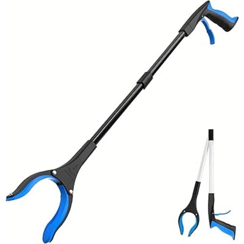 Grabber Reacher Tool - 32” Extra Long Foldable Gripper and Reaching Tool - Heavy Duty Pick Up Stick Grabbers for Seniors, Trash, Surgery Recovery Must Haves Gifts (Black Blue)