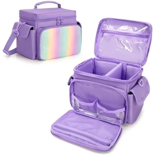 Carrying Case Compatible with Tonies, Storage Bag Organizer for Audio Player Starter Set, Figures, Headphones, Charging Station, Accessories, with Shoulder Strap and Handle, Purple (Case Only)
