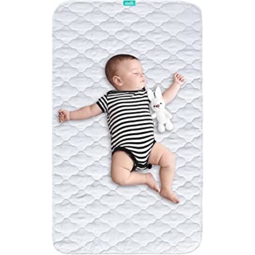 Biloban Baby Waterproof Bed Pad Washable Quilted Crib Mattress Pad 28" x 52", Reusable Underpads Bed Wetting Incontinence Cover for Baby Toddler Children and Adults, White