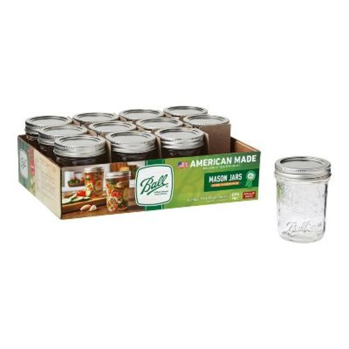 Ball 8oz. 12pk Glass Regular Mouth Mason Jar with Lid and Band
