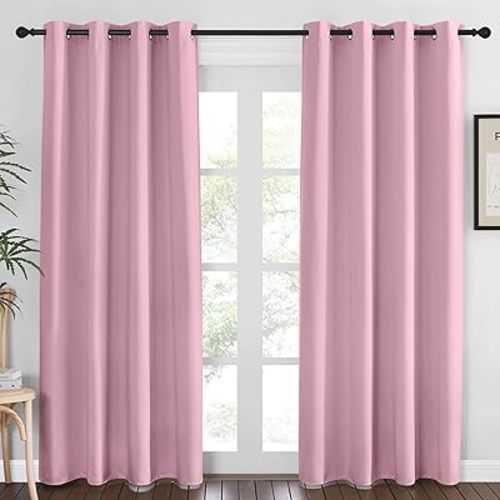 NICETOWN Blackout Curtains 84 Inch Length, Thermal Insulated Room Darkening Drapes Grommet Window Covering for Living Room Bedroom (W52 x L84 Inch, 1 Panel, Rouge Pink)