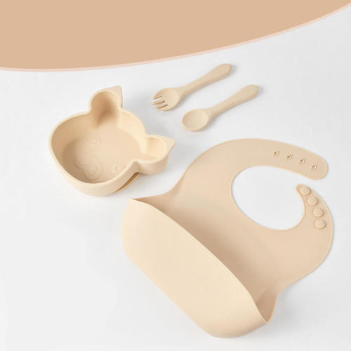 Children's Silicone Piggy Dinnerware Set - All-in-One Feeding Kit with Plate, Utensils & Bib