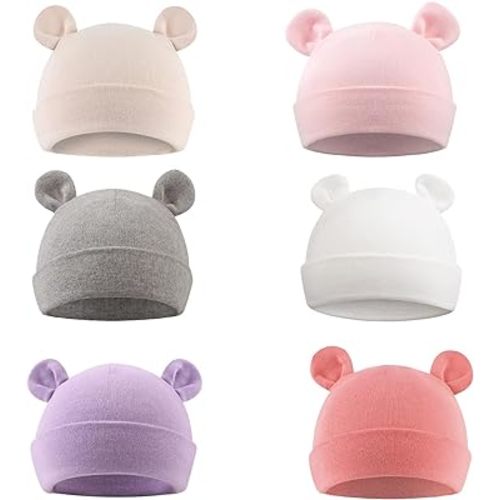 PESAAT Newborn Hospital Hat 0-12Months Preemie Boys Girls Beanie Solid Infant Baby Hats Autumn Winter
