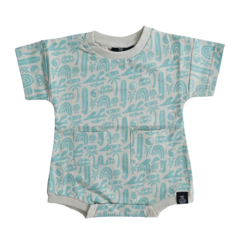 Grey and Blue Bus Onesie Romper
