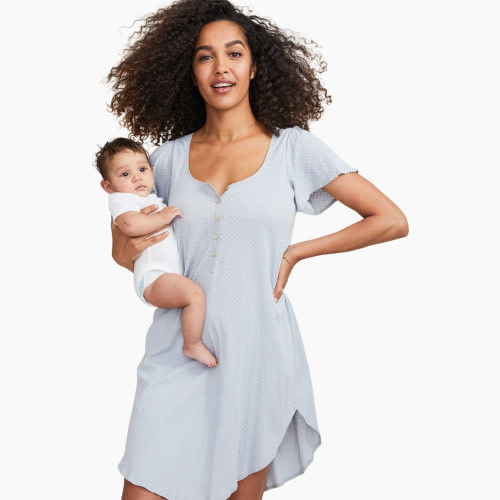 Hatch Collection The Organic Pointelle Nightgown - Light Blue, 0