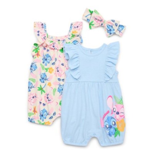 Stitch Baby Girls Romper Set, 2-Pack, Sizes 0-24 Months