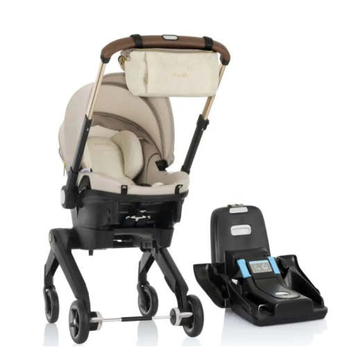 Shyft DualRide Infant Car Seat Stroller Combo with Green & Gentle Fabric - Champagne