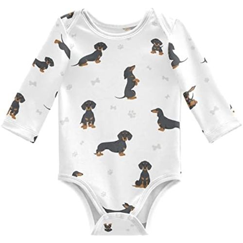 vvfelixl Baby Bodysuits Black Pug White Long Sleeve Cotton Baby Clothes For Boys Girls 0-24 Months
