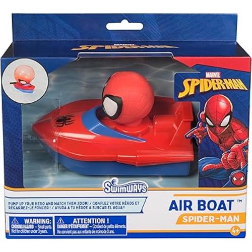 Swimways Marvel Spidey Air Boat, Swimming Pool Accessories & Kids Pool Toys, Spiderman Party Supplies & Bath Toys for Kids Aged 4 & Up