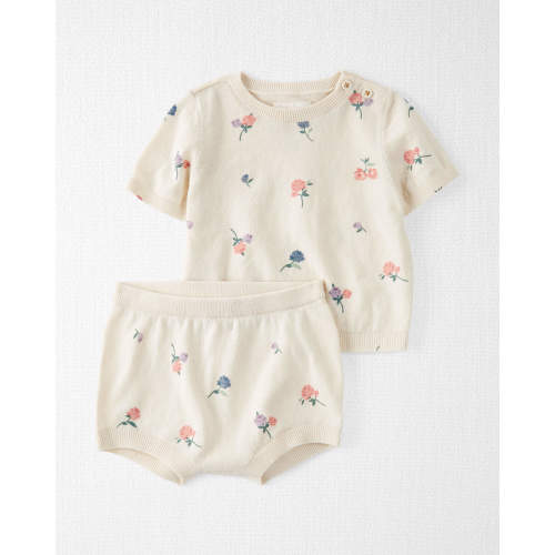 Baby 2-Piece Floral Organic Cotton Floral Play Set - Style,Sweet Cream