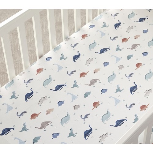 Dillon Dino Organic Crib Fitted Sheet | Pottery Barn Kids