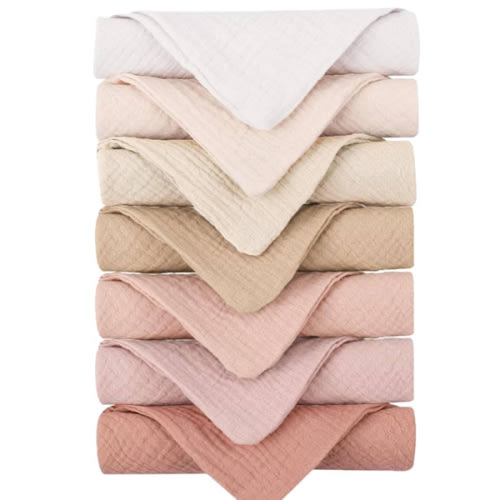 Konssy Baby Muslin Washcloths 7-Pack, 100% Cotton Baby Bath Washcloths, Soft & Absorbent Wash Cloths and Burp Cloths for Newborn Kids Girls & Boys, 11x11 inches