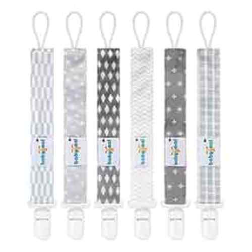 Babygoal Neutral Pacifier Clips, 6 Pack Binky Paci Holder and Leash for Boys and Girls Fits for Most Pacifier, Binkie Styles & Baby Teethers & Toys and Gift 6PS09