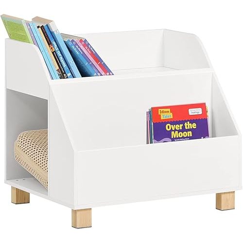 SoBuy Montessori Bookshelf for Toddlers, White Kids Bookcase, Toy Storage Organizer, Playroom Nursery, KMB54-W