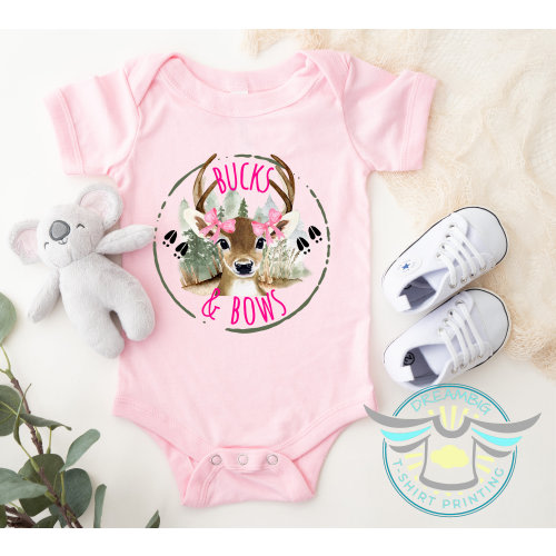 Deer Hunting Onesies® Bucks & Bow Onesies® Deer Season, Country Girl, Pink Bows, Trendy, Cute, Baby Gift, Daddy's Girl, Girl's Hunt Too