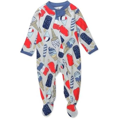 HonestBaby Baby Boys' Sleep and Play Footed Pajamas One-Piece Sleeper Jumpsuit Zip-front Pjs Organic Cotton