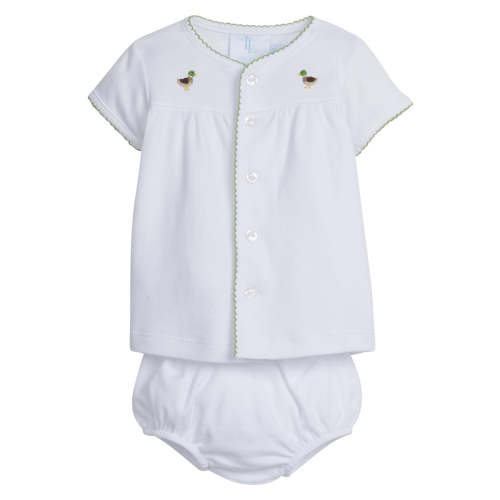 Pinpoint Layette Knit Set-Mallard