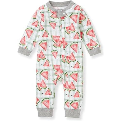Burt's Bees Baby Girls Pajamas, Sleep and Play Loose Fit, 100% Organic Cotton Soft One-piece PJs, Sizes NB to 6-9 Months