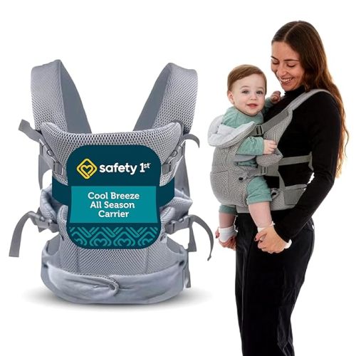 Safety 1st Baby Carrier, Grey, Newborn to Toddler 7-32 lbs | 4-in-1 Convertible, All Season Breathable Mesh, Ergonomic M Seat, Facing-in & Facing-Out, Adjustable Head Support