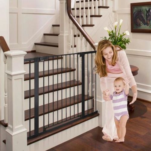GOTGELIF Baby Safety Gate 36" Extra Tall 29.5-46" Wide Auto Close Pressure Mount Pet Gate Black
