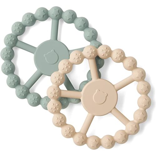 Silicone Teethers for Babies 0-6 6-12 Months Baby Teething Rings Chew Toys for Infant Boys and Girls - 2 Pack - Sprout