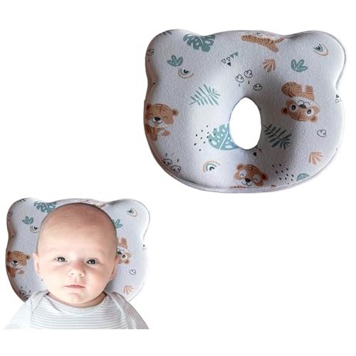Memory Foam Baby Pillow,Cute Cartoon Bear Soft and Cozy Pillow, Breathable Bedding Set for Infants for Small Boys and Girls (Tiger)